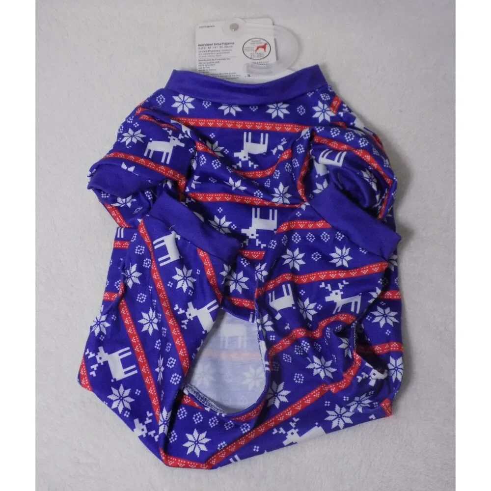 Pet Central Reindeer Print Dog Pajama - Size Medium - New With Tags - Picture 4 of 6